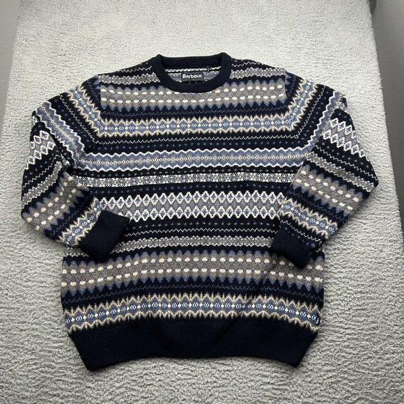 Barbour Crewneck Sweater Mens Pullover Pattern Blue Size XL - Picture 1 of 5